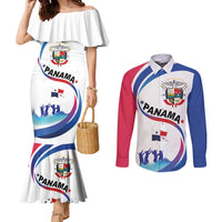 Panama Independence Day Couples Matching Mermaid Dress and Long Sleeve Button Shirt Coat of Arms and Freedom
