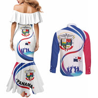 Panama Independence Day Couples Matching Mermaid Dress and Long Sleeve Button Shirt Coat of Arms and Freedom