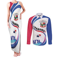 Panama Independence Day Couples Matching Tank Maxi Dress and Long Sleeve Button Shirt Coat of Arms and Freedom - Wonder Print Shop