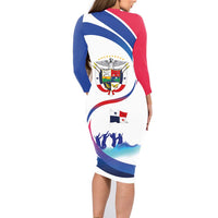 Panama Independence Day Family Matching Long Sleeve Bodycon Dress and Hawaiian Shirt Coat of Arms and Freedom - Wonder Print Shop