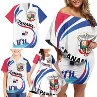Panama Independence Day Family Matching Off Shoulder Short Dress and Hawaiian Shirt Coat of Arms and Freedom - Wonder Print Shop