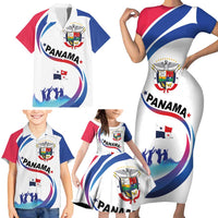 Panama Independence Day Family Matching Short Sleeve Bodycon Dress and Hawaiian Shirt Coat of Arms and Freedom - Wonder Print Shop