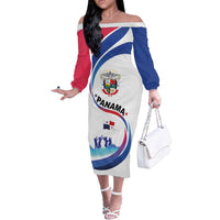 Panama Independence Day Off The Shoulder Long Sleeve Dress Coat of Arms and Freedom - Wonder Print Shop