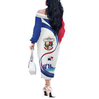 Panama Independence Day Off The Shoulder Long Sleeve Dress Coat of Arms and Freedom - Wonder Print Shop