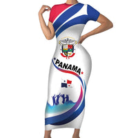 Panama Independence Day Short Sleeve Bodycon Dress Coat of Arms and Freedom - Wonder Print Shop