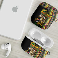 Jamaican Reggae-One Love AirPods Case Tribal African Pattern and Roaring Lion - Wonder Print Shop