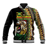 Personalized Jamaican Reggae-One Love Baseball Jacket Tribal African Pattern and Roaring Lion - Wonder Print Shop