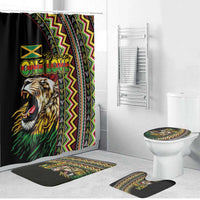 Jamaican Reggae-One Love Bathroom Set Tribal African Pattern and Roaring Lion - Wonder Print Shop