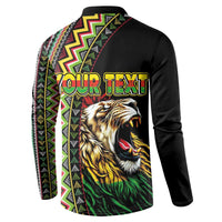 Personalized Jamaican Reggae-One Love Button Sweatshirt Tribal African Pattern and Roaring Lion