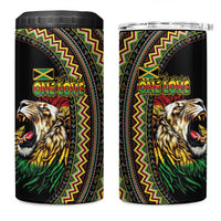 Jamaican Reggae-One Love 4 in 1 Can Cooler Tumbler Tribal African Pattern and Roaring Lion - Wonder Print Shop