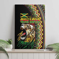 Jamaican Reggae-One Love Canvas Wall Art Tribal African Pattern and Roaring Lion - Wonder Print Shop
