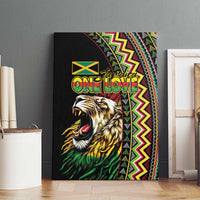 Jamaican Reggae-One Love Canvas Wall Art Tribal African Pattern and Roaring Lion - Wonder Print Shop