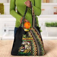 Jamaican Reggae-One Love Grocery Bag Tribal African Pattern and Roaring Lion - Wonder Print Shop