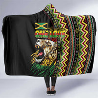 Jamaican Reggae-One Love Hooded Blanket Tribal African Pattern and Roaring Lion - Wonder Print Shop