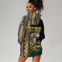 Personalized Jamaican Reggae-One Love Hoodie Dress Tribal African Pattern and Roaring Lion - Wonder Print Shop