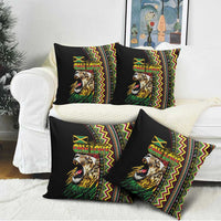 Jamaican Reggae-One Love Pillow Cover Tribal African Pattern and Roaring Lion - Wonder Print Shop