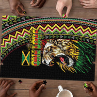 Jamaican Reggae-One Love Puzzle Tribal African Pattern and Roaring Lion - Wonder Print Shop