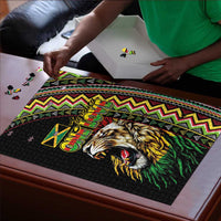 Jamaican Reggae-One Love Puzzle Tribal African Pattern and Roaring Lion - Wonder Print Shop