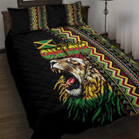 Jamaican Reggae-One Love Quilt Bed Set Tribal African Pattern and Roaring Lion - Wonder Print Shop