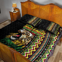 Jamaican Reggae-One Love Quilt Bed Set Tribal African Pattern and Roaring Lion - Wonder Print Shop
