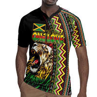 Personalized Jamaican Reggae-One Love Rugby Jersey Tribal African Pattern and Roaring Lion LT03