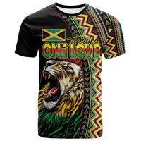 Personalized Jamaican Reggae-One Love T shirt Tribal African Pattern and Roaring Lion LT03