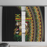 Jamaican Reggae-One Love Window Curtain Tribal African Pattern and Roaring Lion - Wonder Print Shop