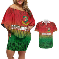 Custom Bangladesh Cricket-The Tigers Couples Matching Off Shoulder Short Dress and Hawaiian Shirt