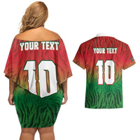 Custom Bangladesh Cricket-The Tigers Couples Matching Off Shoulder Short Dress and Hawaiian Shirt