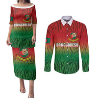 Custom Bangladesh Cricket-The Tigers Couples Matching Puletasi and Long Sleeve Button Shirt