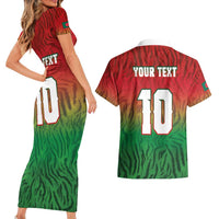 Custom Bangladesh Cricket-The Tigers Couples Matching Short Sleeve Bodycon Dress and Hawaiian Shirt