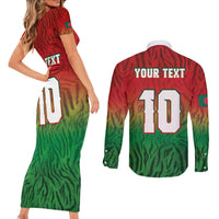 Custom Bangladesh Cricket-The Tigers Couples Matching Short Sleeve Bodycon Dress and Long Sleeve Button Shirt