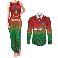 Custom Bangladesh Cricket-The Tigers Couples Matching Tank Maxi Dress and Long Sleeve Button Shirt