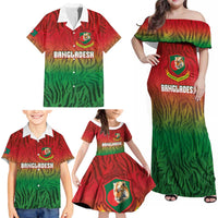 Custom Bangladesh Cricket-The Tigers Family Matching Off Shoulder Maxi Dress and Hawaiian Shirt