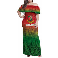 Custom Bangladesh Cricket-The Tigers Family Matching Off Shoulder Maxi Dress and Hawaiian Shirt