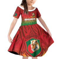 Custom Bangladesh Cricket-The Tigers Family Matching Off Shoulder Short Dress and Hawaiian Shirt