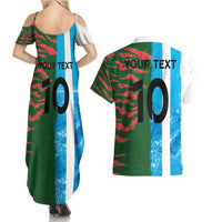 Custom Bangladesh and Argentina Football Half Style Couples Matching Summer Maxi Dress and Hawaiian Shirt