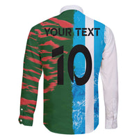 Custom Bangladesh and Argentina Football Half Style Family Matching Long Sleeve Bodycon Dress and Hawaiian Shirt