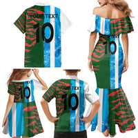 Custom Bangladesh and Argentina Football Half Style Family Matching Mermaid Dress and Hawaiian Shirt