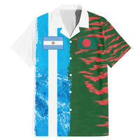 Custom Bangladesh and Argentina Football Half Style Family Matching Mermaid Dress and Hawaiian Shirt