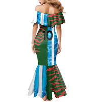 Custom Bangladesh and Argentina Football Half Style Family Matching Mermaid Dress and Hawaiian Shirt