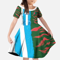 Custom Bangladesh and Argentina Football Half Style Family Matching Off Shoulder Maxi Dress and Hawaiian Shirt
