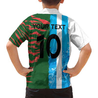 Custom Bangladesh and Argentina Football Half Style Family Matching Puletasi and Hawaiian Shirt