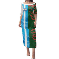 Custom Bangladesh and Argentina Football Half Style Family Matching Puletasi and Hawaiian Shirt