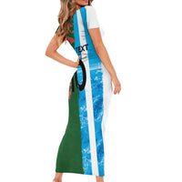 Custom Bangladesh and Argentina Football Half Style Family Matching Short Sleeve Bodycon Dress and Hawaiian Shirt