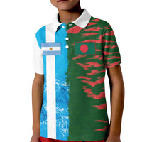 Custom Bangladesh and Argentina Football Half Style Kid Polo Shirt