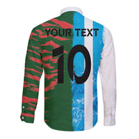Custom Bangladesh and Argentina Football Half Style Long Sleeve Button Shirt