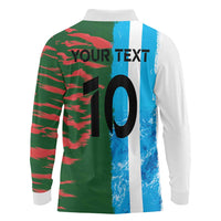 Custom Bangladesh and Argentina Football Half Style Long Sleeve Polo Shirt
