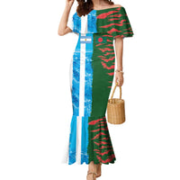 Custom Bangladesh and Argentina Football Half Style Mermaid Dress