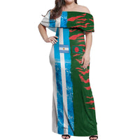 Custom Bangladesh and Argentina Football Half Style Off Shoulder Maxi Dress